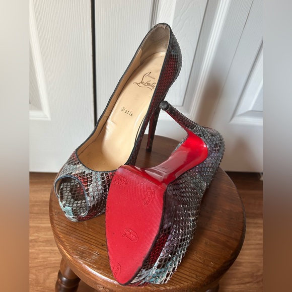 Christian Louboutin Lady Peep Python 150 Multi Water Snake Pump - Picture 3 of 5